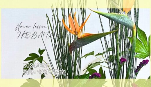 松野いけばな教室｜2024年9月初秋の生花二種生と自由花