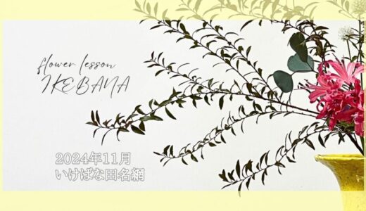 いけばな田名網｜2024年11月お稽古作品　生花新風体、立て花、砂物など