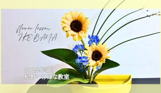 松野いけばな教室｜2025年5月お稽古作品　自由花・三種生