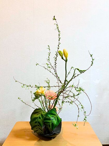 池坊　片岡いけばな教室　お稽古作品　自由花