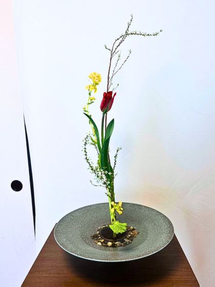 池坊　片岡いけばな教室　お稽古作品　生花新風体