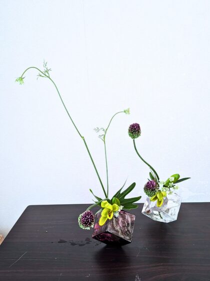 池坊 片岡いけばな教室 お稽古作品 タンチョウリーキを使った自由花