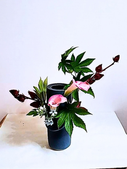 池坊　松野いけばな教室　花展作品　自由花